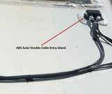 Black solar cable entry gland installed on a vehicle roof