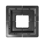 Four black ABS solar panel corner mounts arranged as one set