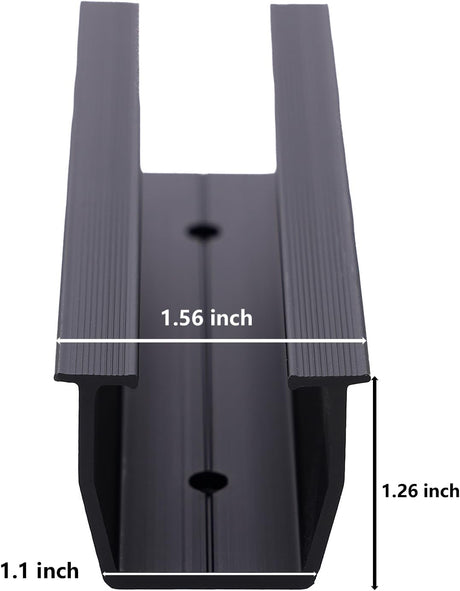 Black mini rails and clamp hardware for solar panel mounting