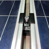 Four-panel layout using black solar mounting brackets and mini rails