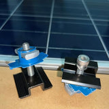 Black Unistrut solar panel mid clamp components