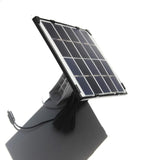 Security camera solar panel on an adjustable mounting bracket