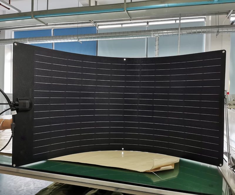 curved flexible solar panel showing bendability and lightweight structure