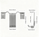 Alternate grayscale size diagram of the stainless drain clip with dimensions.