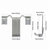 Size diagram of the stainless steel water drain clip with measurements labeled.