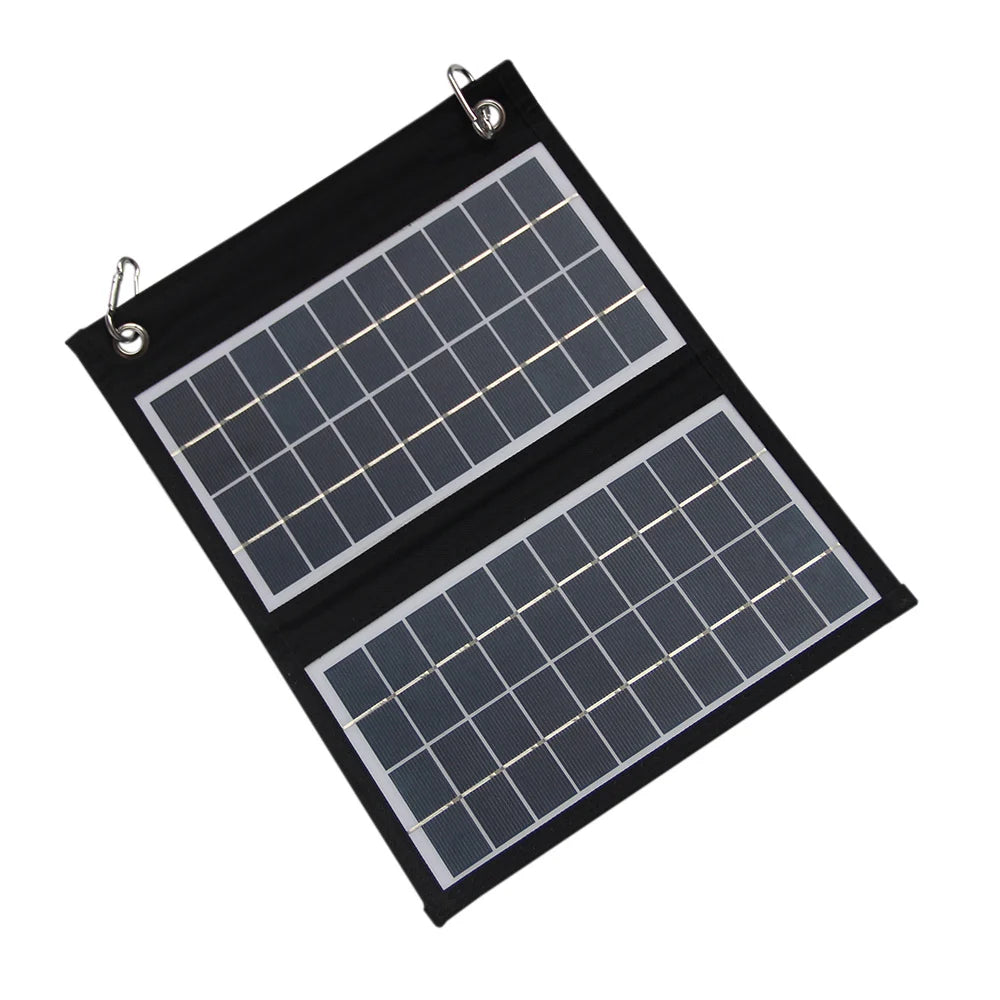 10W two-panel folding solar charger with carabiners