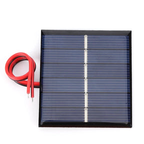 0.55W 3V Epoxy Mini Solar Panel with Wires, 60 × 55mm — mini panel face and wires