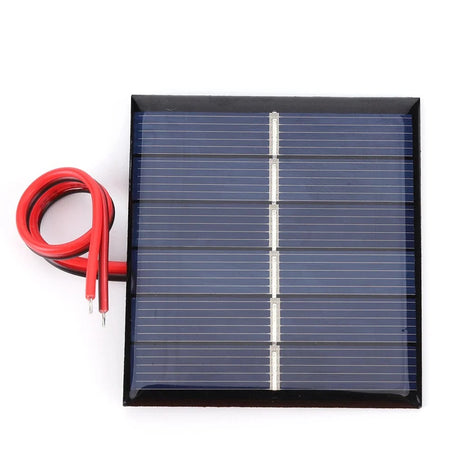 0.55W 3V Epoxy Mini Solar Panel with Wires, 60 × 55mm — mini panel face and wires
