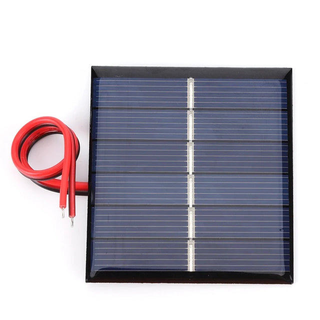 0.55W 3V Epoxy Mini Solar Panel with Wires, 60 × 55mm — mini panel face and wires