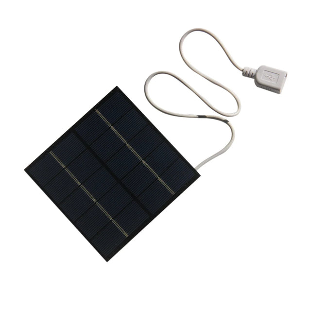 1.2W 5V Epoxy Mini Solar Panel with 35cm USB-A Lead — square panel with USB-A lead