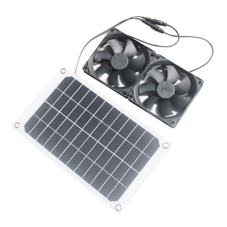 10W 12V Dual-Fan Solar Ventilation Kit with 3m DC Lead — assembled dual fan kit