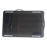 10W 18V Solar Battery Maintainer with Car Plug and Clip Leads — panel front and DC lead