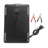 10W 18V Solar Battery Maintainer with Car Plug and Clip Leads — rear panel with clip leads