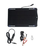 10W 18V Solar Battery Maintainer with Car Plug and Clip Leads — panel and accessories