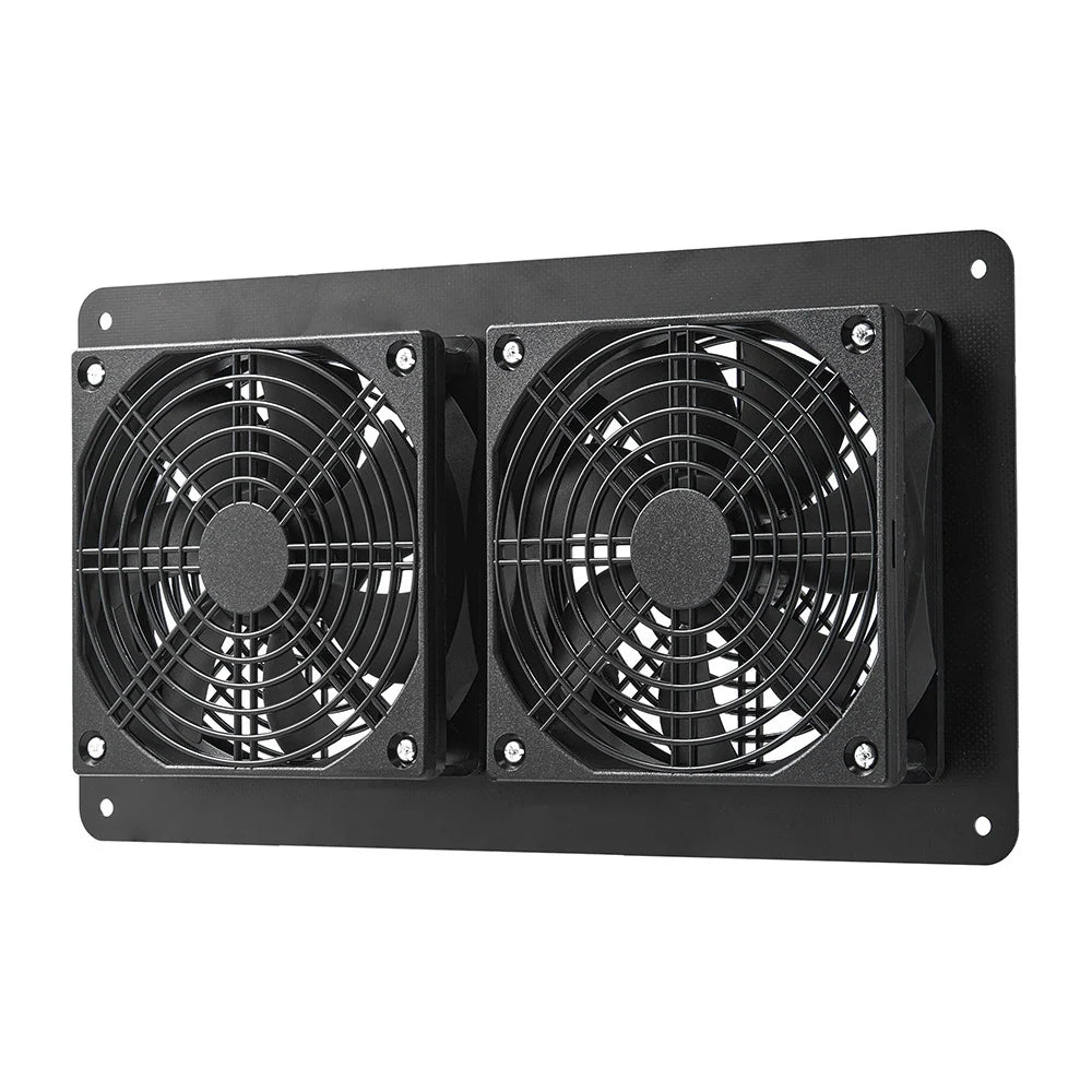 10W Dual-Fan or 5W Single-Fan Solar Ventilation Kit — dual fan angled view