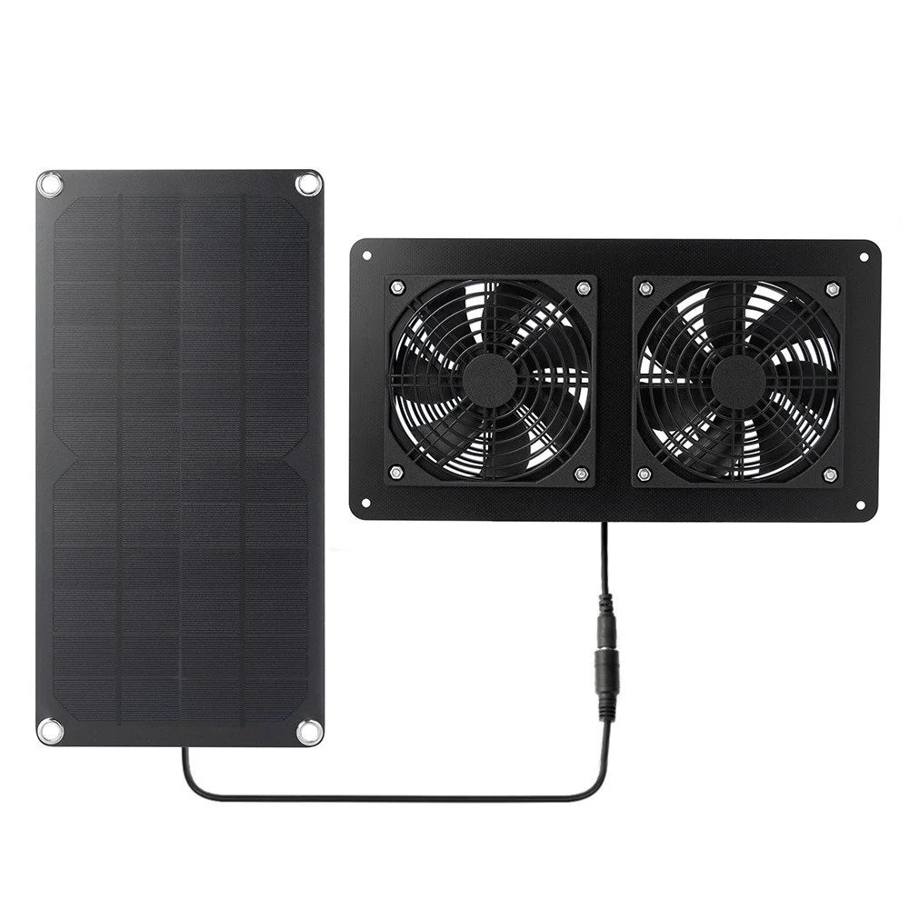 10W Dual-Fan or 5W Single-Fan Solar Ventilation Kit — 10W kit assembled