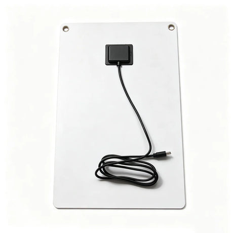 11W 12V Solar Panel with 1m USB-C Cable and Carabiners — white panel rear and junction