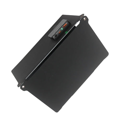 21W ETFE Three-Fold Solar Charger with USB-C, USB-A and DC — folded panel and outputs