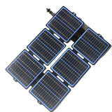 30W ETFE Six-Fold Solar Charger, Blue or Black, USB and DC — blue six-fold solar panel open
