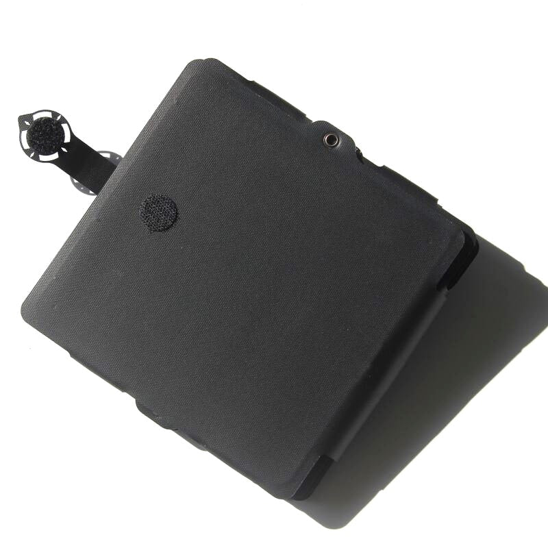 30W ETFE Six-Fold Solar Charger in Black or Blue — folded charger back