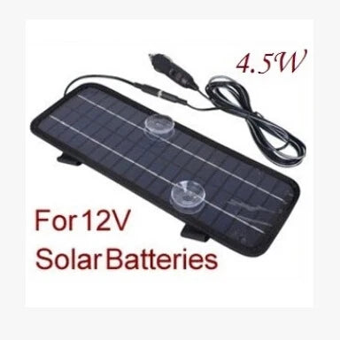4.5W 18V Solar Battery Maintainer with Car Plug and Clips — 4.5W panel and car plug