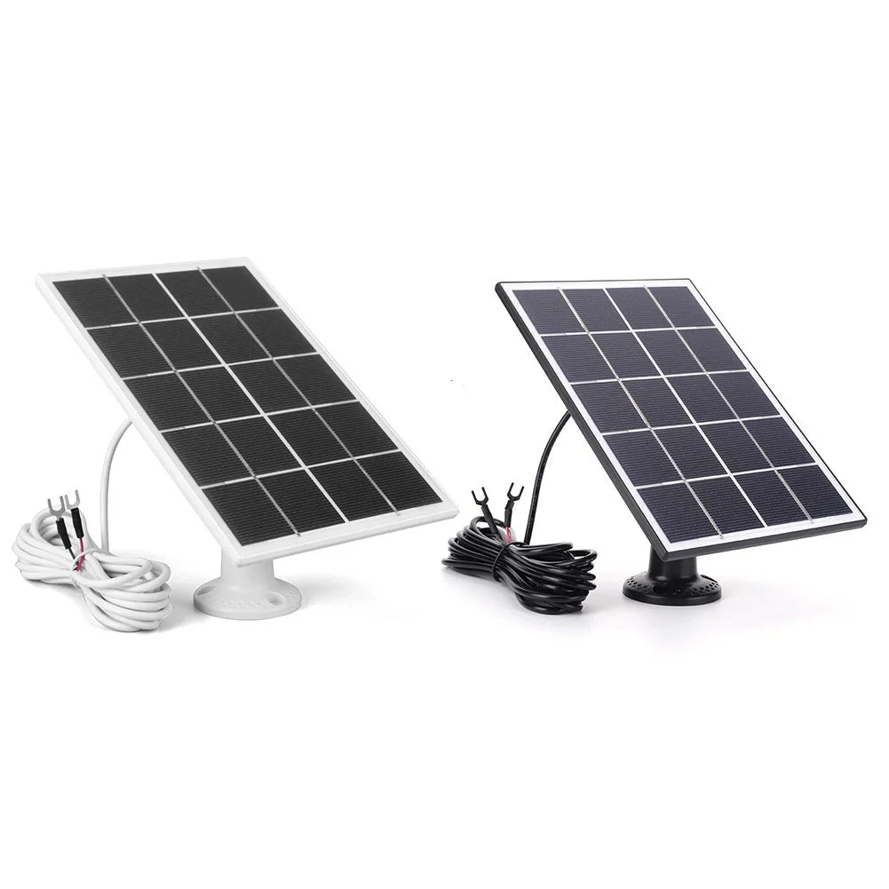 4W 5V Ring Doorbell Solar Panel with 3.2mm Fork Connector — black and white panels with mounts