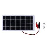 5W 12V Solar Panel with Alligator Clip Lead, 250 × 120mm — panel with clips and carabiner