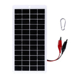 5W 12V Solar Panel with Alligator Clip Lead, 250 × 120mm — panel front with carabiner