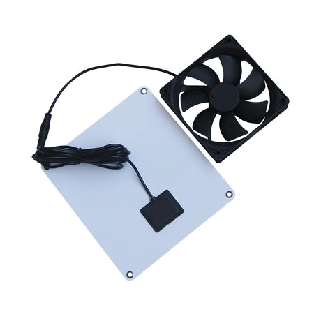 5W 12V Solar Ventilation Fan Kit with 3m DC Lead — rear of panel and fan
