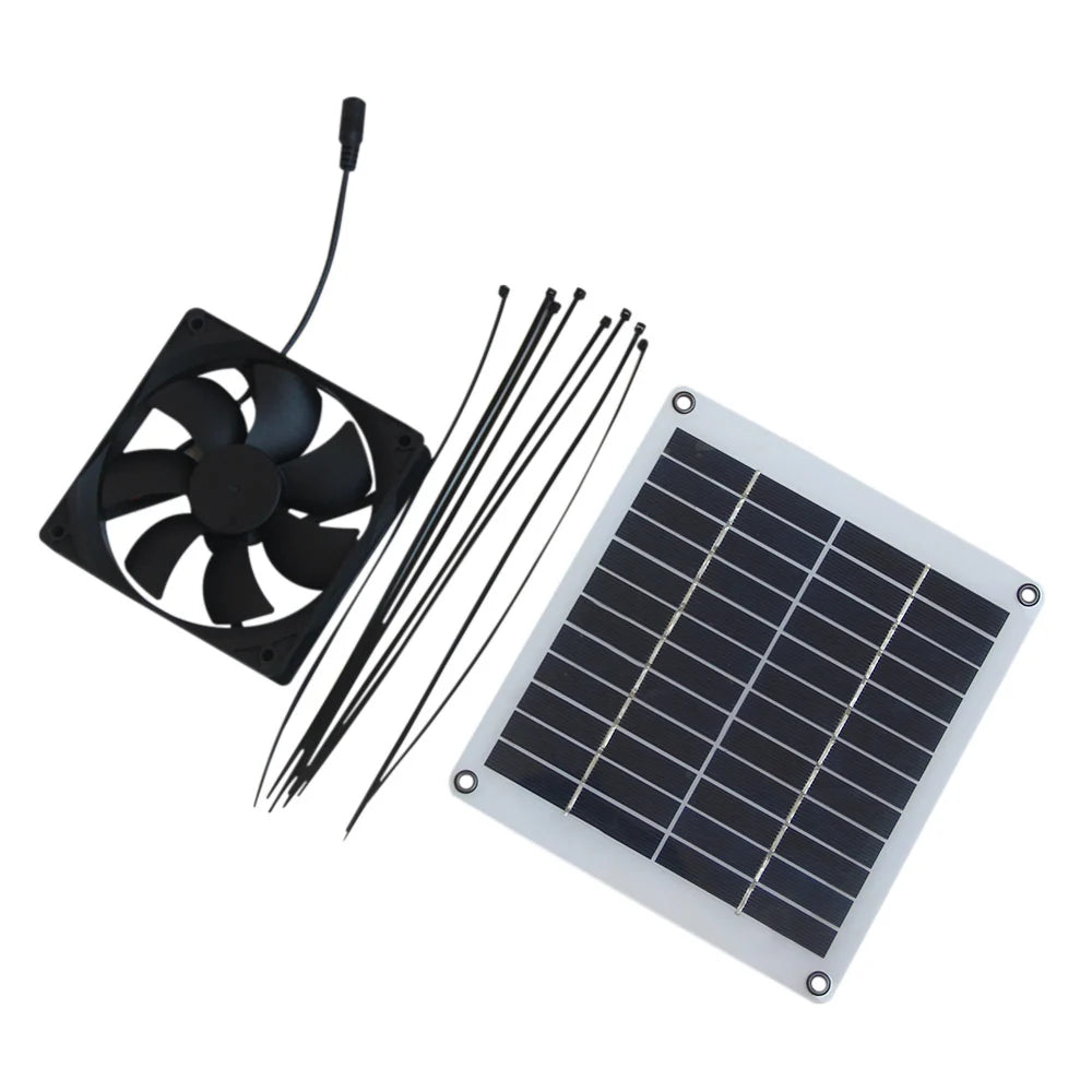 5W 12V Solar Ventilation Fan Kit with 3m DC Lead — full fan kit with ties