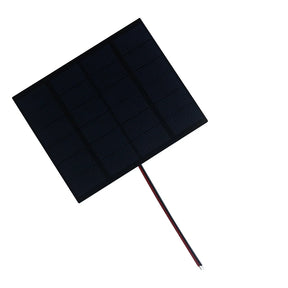 1.5W mini solar panel front with attached red and black leads