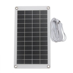 10W camera solar panel front with white cable