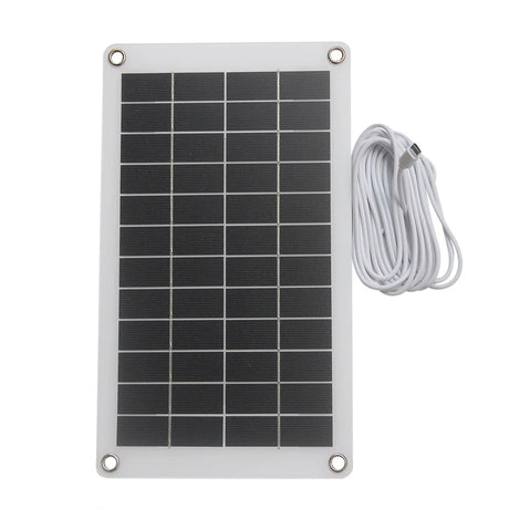 10W camera solar panel front with white cable