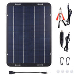 10W panel with connection leads, USB adapter, carabiners and suction cups