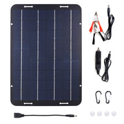 10W panel with connection leads, USB adapter, carabiners and suction cups