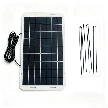 Solar panel with cable and eight ties