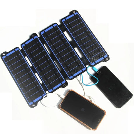 Blue charger with two phones as a dual USB example