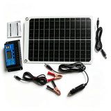 15W panel shown with accessory leads and optional controller