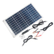 15W flexible solar panel with battery clips, vehicle plug and DC lead
