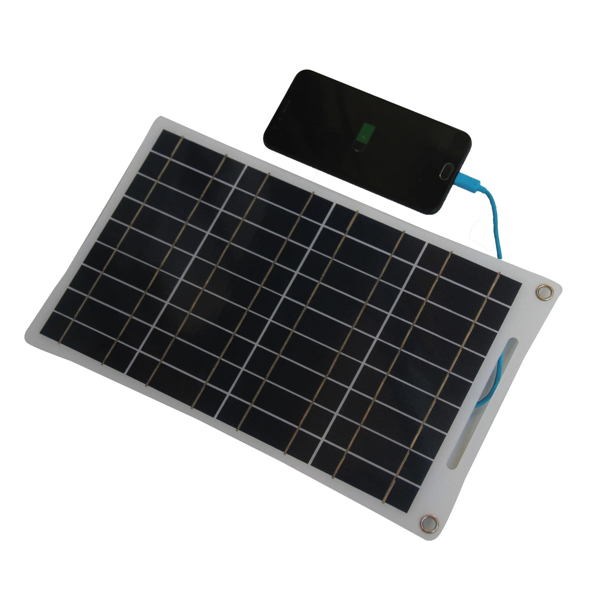 Solar panel connected to a phone through USB