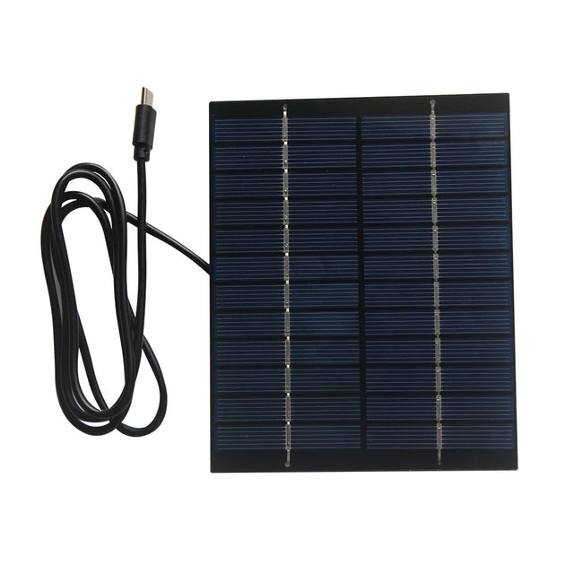 2W mini solar panel front and USB-C lead