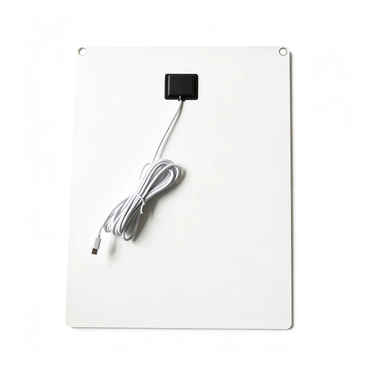 White rear of the panel with connection box and lead