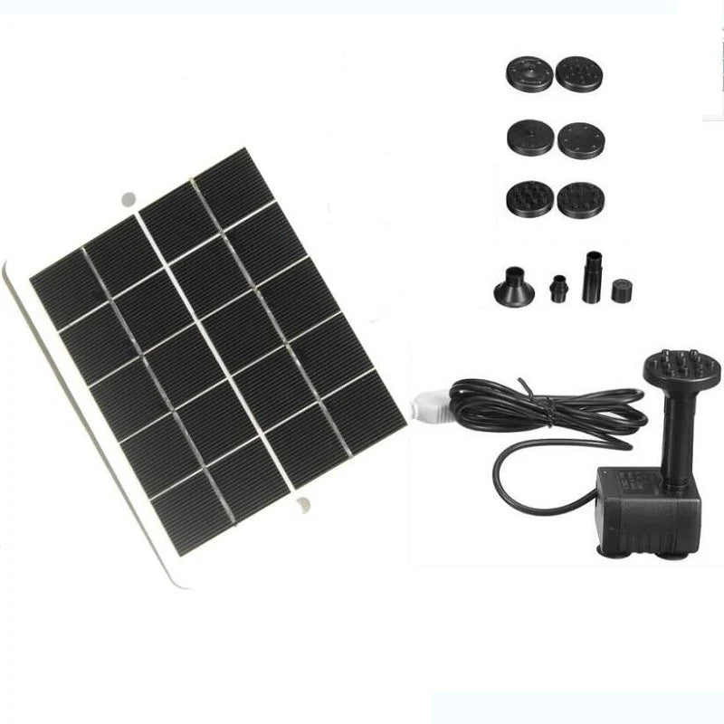 Solar panel, pump and spray attachments