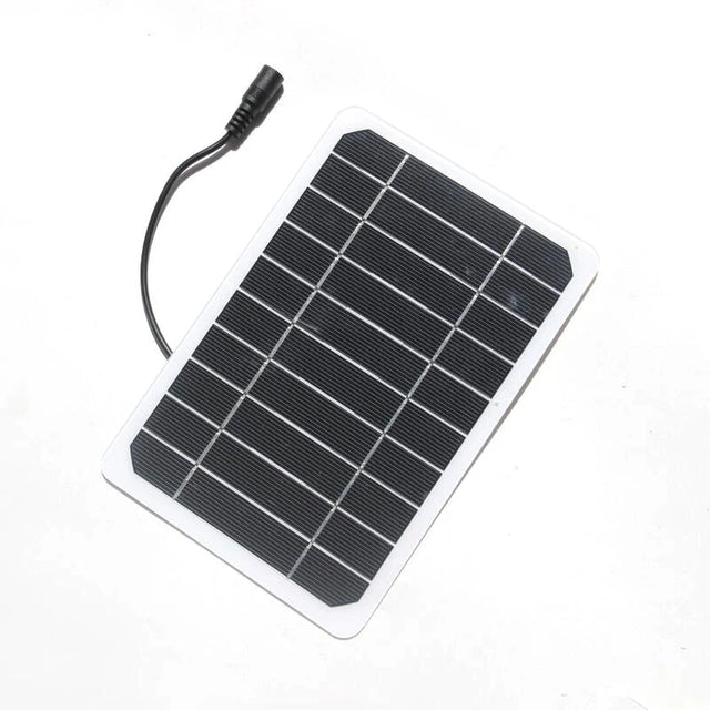 5W white solar panel front with DC5521 lead