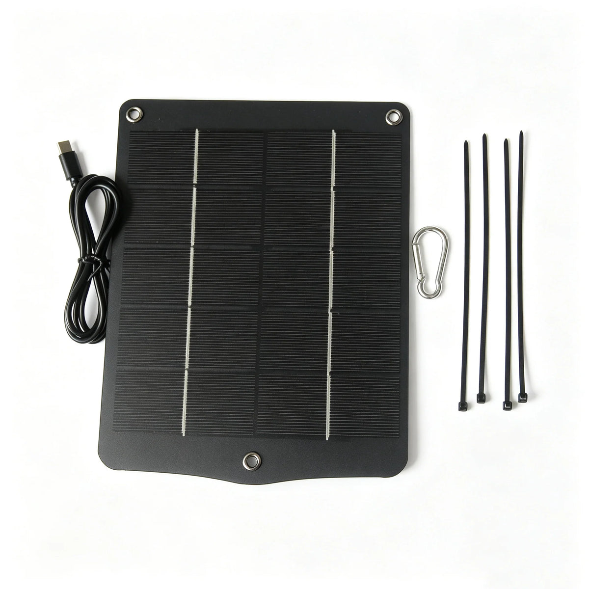 Panel with one carabiner and four ties