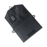 Rear of black two-panel charger with USB box