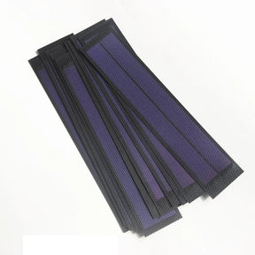 Stacked amorphous solar strip samples; one module per sales unit