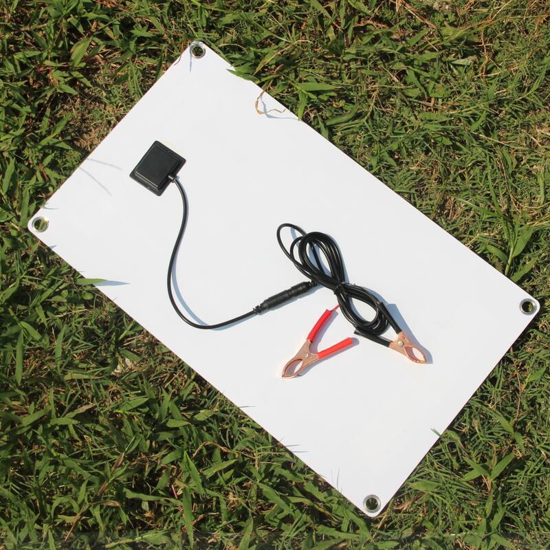 Rear of panel with battery clips connected