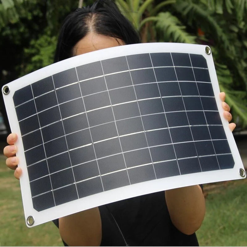 Flexible panel held in a gentle curve