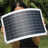 Flexible panel held in a gentle curve